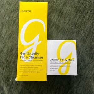 Gleamin vitamin C clay mask and gentle jelly face cleanser NIB NEW IN BOX